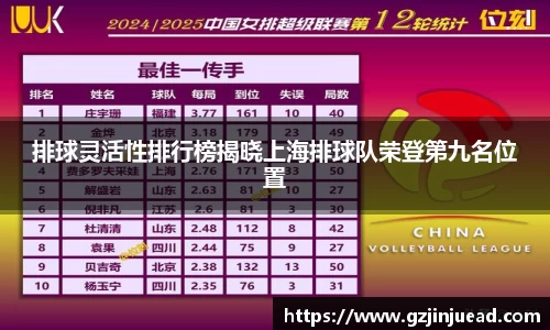 排球灵活性排行榜揭晓上海排球队荣登第九名位置