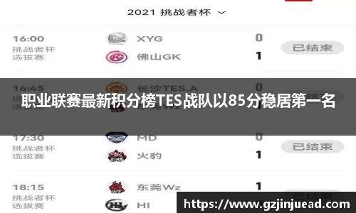职业联赛最新积分榜TES战队以85分稳居第一名