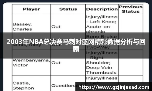 2003年NBA总决赛马刺对篮网精彩数据分析与回顾